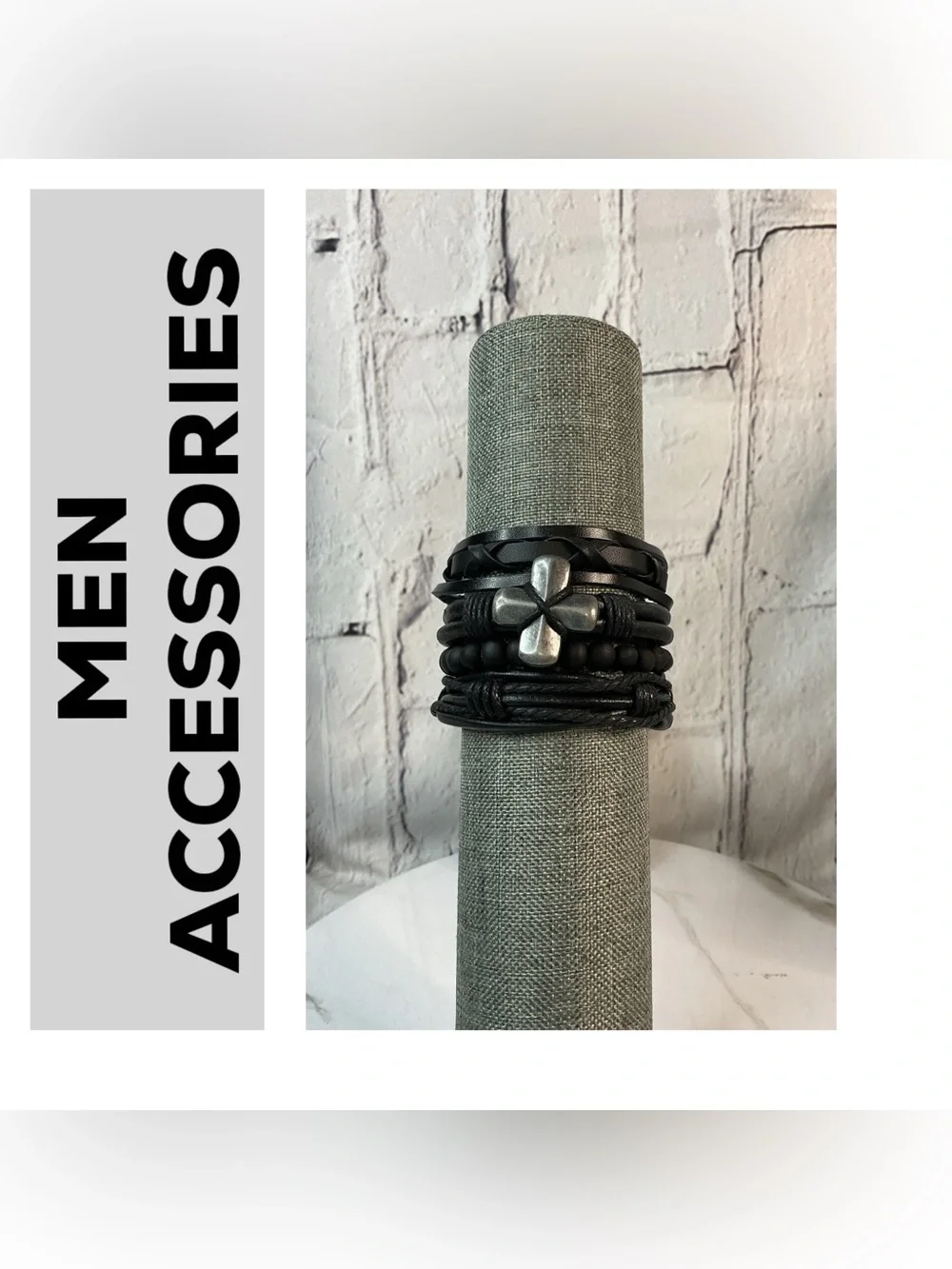 🌟🌟 Black Multi-Strand Leather Bracelet with Silver Flower Accent